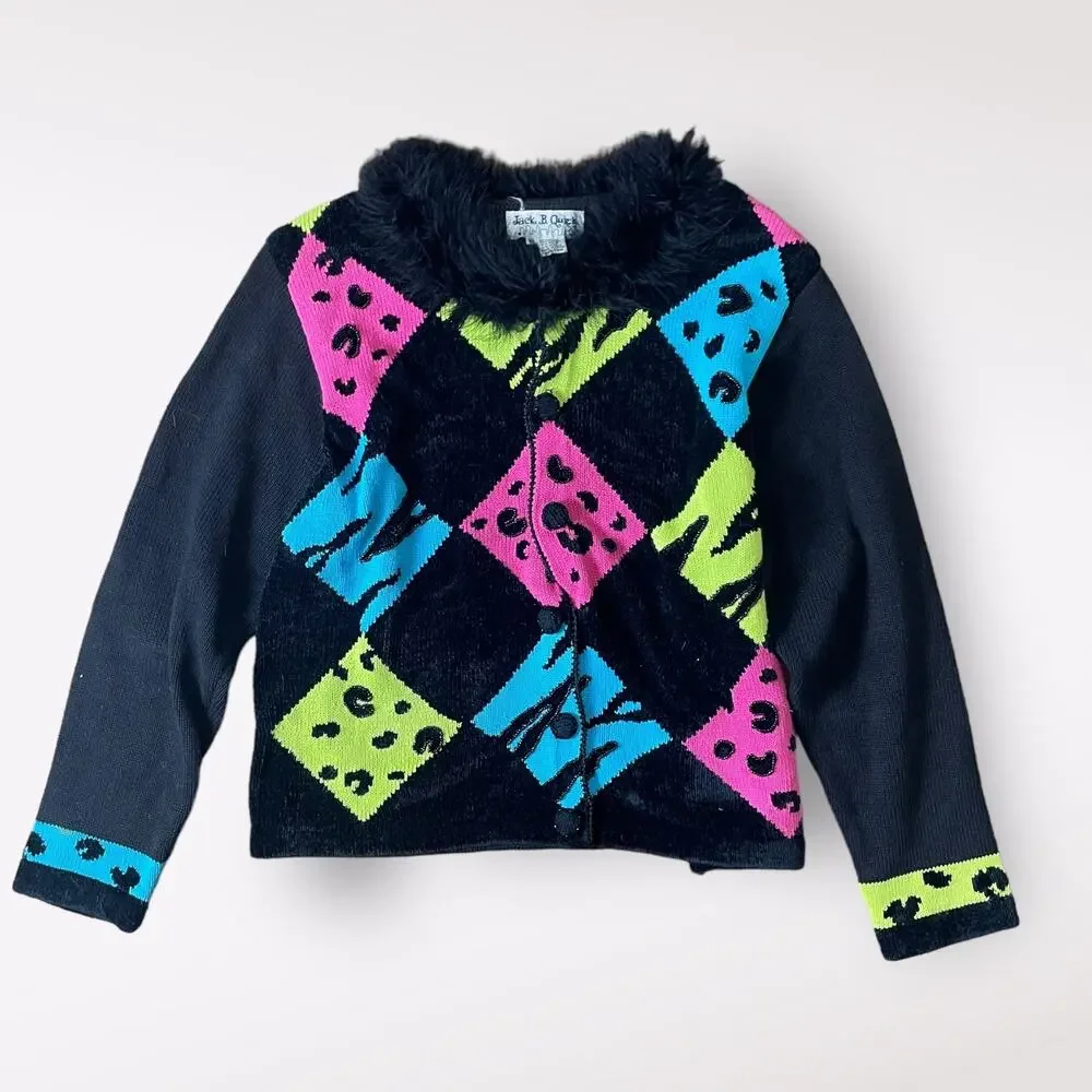 Jack‎ B. Quick Vintage 90’s Beaded Feathered Cardigan Sweater Size XL